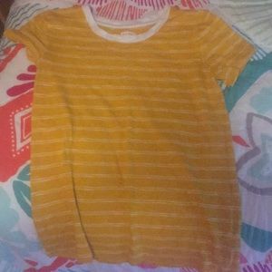Yellow and white striped tee shirt